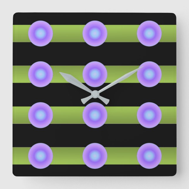 Minimalismus Avant-Garde Lime Green und Indigo Quadratische Wanduhr (Vorderseite)