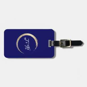Minimalismus Blue White Gold Initials Monogram Tel Gepäckanhänger