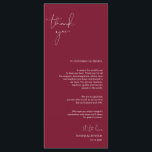 Minimalismus Burgundy Script Place Einstellung Vie Programm<br><div class="desc">(Alle Farben sind anpassbar) Moderne Minimalismus Script Place Einstellung Vielen Dank Karte. Teilen Sie die Liebe und zeigen Sie Ihre Wertschätzung für Ihre Gäste, wenn sie sich an ihrem Platz und lesen Sie diese personalisierte bezaubernde Umgebung Dankeschön Karte. Es ist eine wunderbare Art, Ihre Feier zu starten! Besuchen Sie unsere...</div>