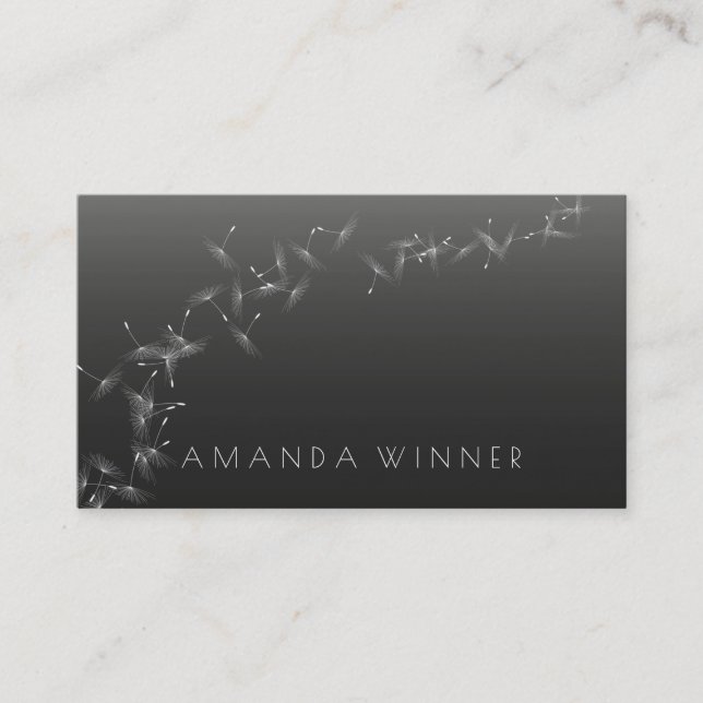 Minimalismus Dandelion Confetti Gray Black Glam Vi Visitenkarte (Vorderseite)