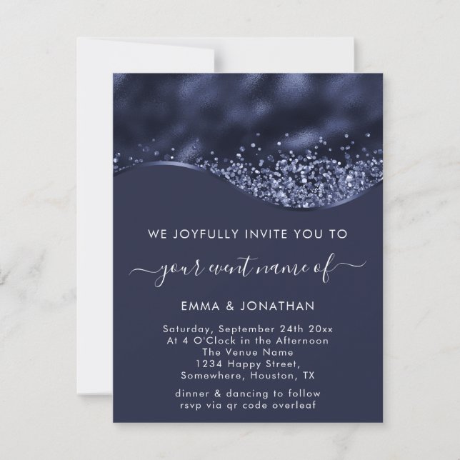 Minimalismus des QR-Codes für die Blaue Navy und d (Vorderseite)