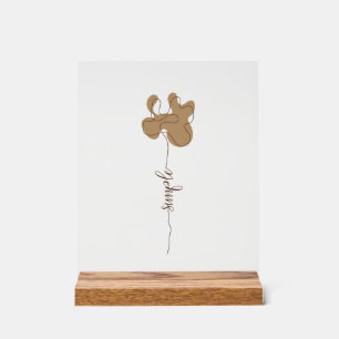 Minimalismus Einfaches Blumen-Acrylschild Acrylschild