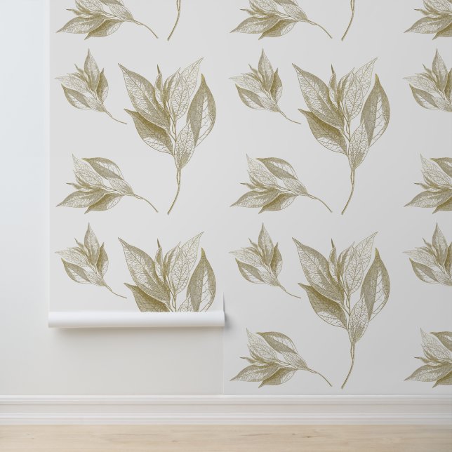 Minimalismus Elegante Foliage in goldenen Tönen Tapete (Anwendung)