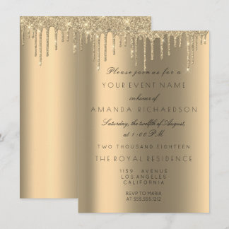 Minimalismus Funkelnd Tropfen Gold Geburtstag Einladung