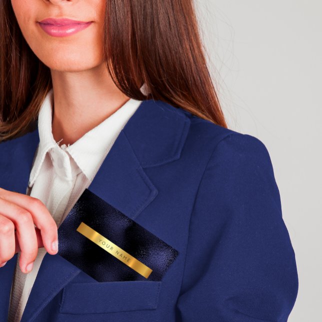 Minimalismus Glam Blue Navy Gold Metallic Vip Visitenkarte (Von Creator hochgeladen)