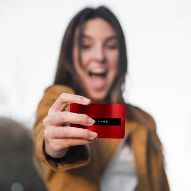 Minimalismus Golden Circles Delicate Red Steel Vip Visitenkarte (Minimalism Golden Circles Delicate Red Steel Vip Business Card)