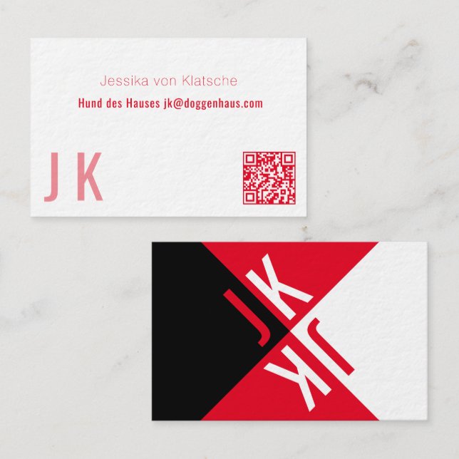 Minimalismus in rotem QR-Code Visitenkarte (Vorne/Hinten)