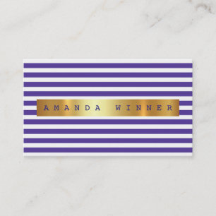 Minimalismus-lila Weiß Stripes goldene Folie Vip Visitenkarte