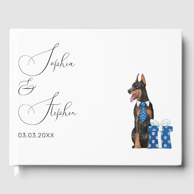 Minimalismus mit einer Doberman Dog Wedding Gästebuch (Vorderseite)