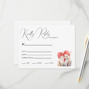 Minimalismus mit einer Katze Hochzeit RSVP Karte