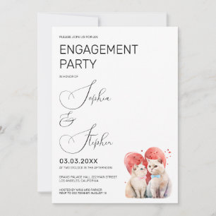 Minimalismus mit Katzenhochzeitsengagement Einladung