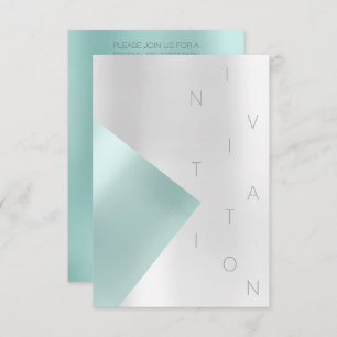 Minimalismus Mode Event Metallic Aqua Tiffany Einladung