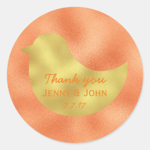 Minimalismus Orange Gold Wedding Vielen Dank Runder Aufkleber