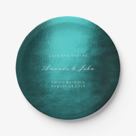 Minimalismus Personalisiert Aquamarine Tropenweiße Pappteller