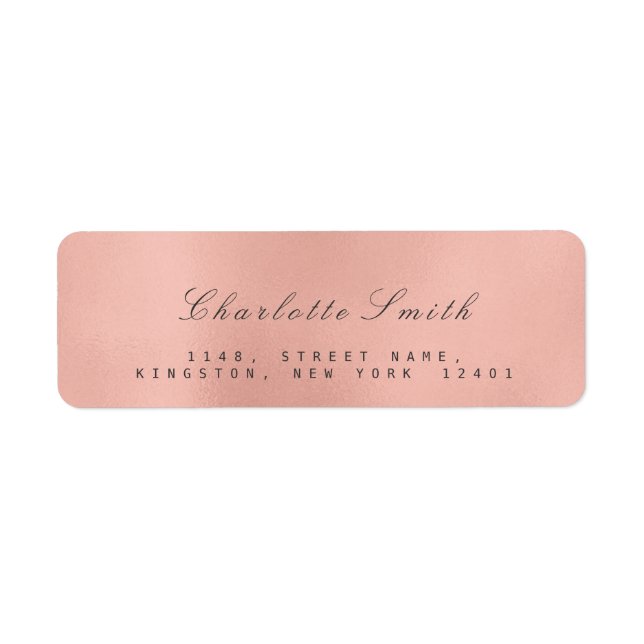 Minimalismus Pink Rose Gold Rücksendeadressen-Aufk (Vorne)