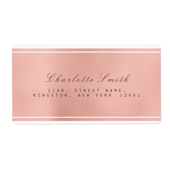 Minimalismus Pink Rose Gold Versandadressen Labels (Vorne)