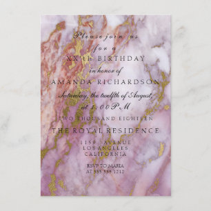 Minimalismus Rose Gold Marmor Geburtstagsparty Einladung
