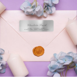 Minimalismus Silbergraue Rücksendeadressen-Aufkleb