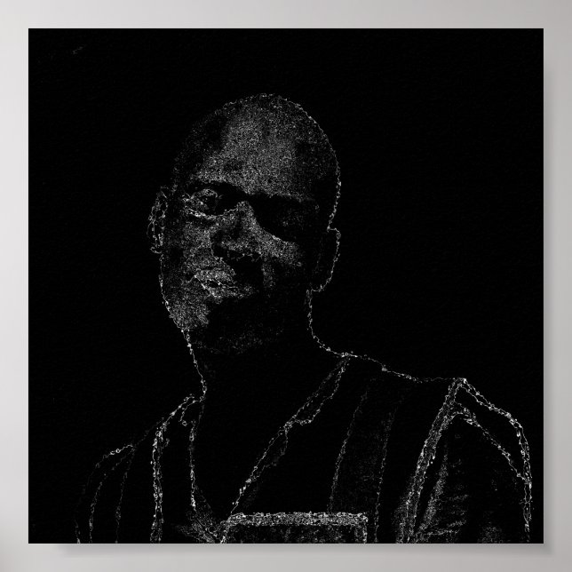 Minimalismus Sketch Zeichne Männergesicht Poster (Vorne)