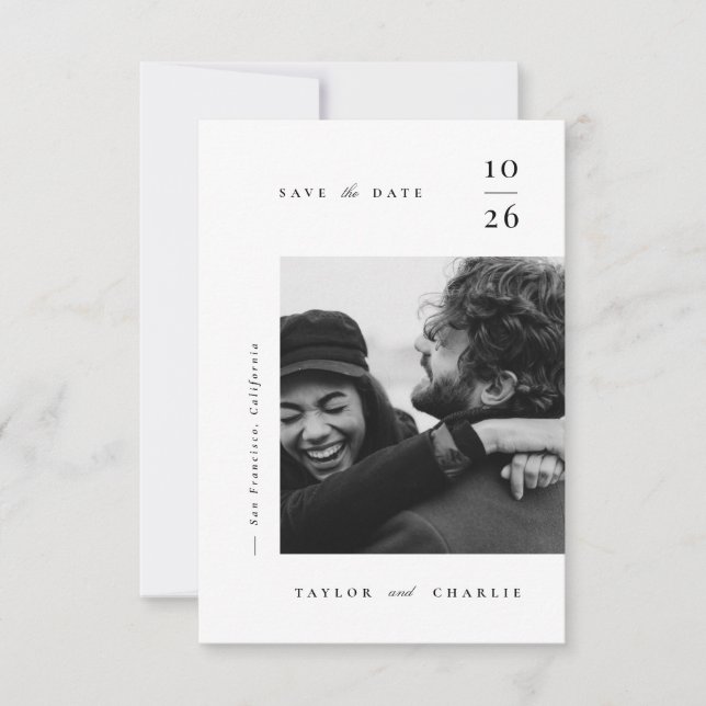 Minimalismus Typografie Save The Date (Vorderseite)