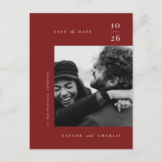 Minimalismus Typografie Save the Date Ankündigungspostkarte (Vorderseite)