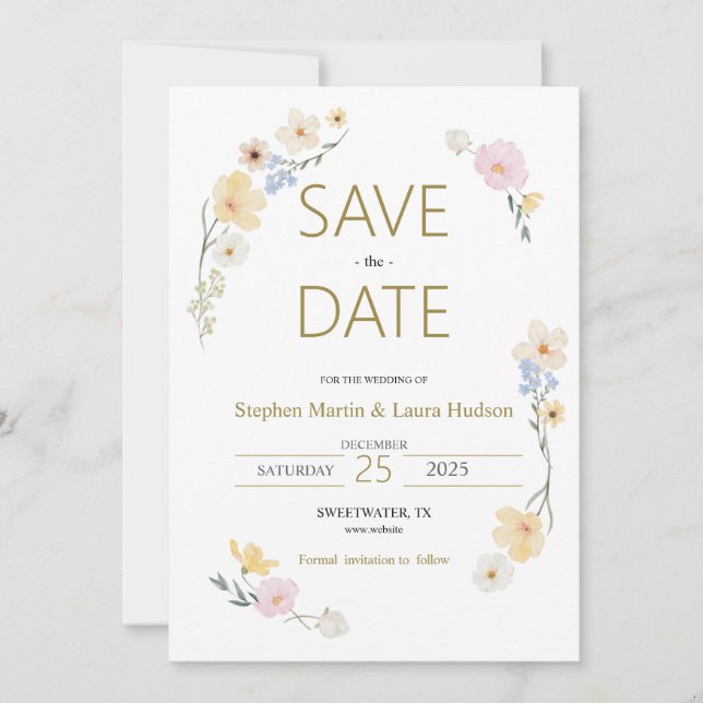 Minimalismus und Blume Save the Date Einladung (Vorderseite)