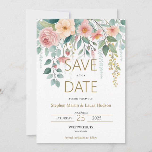 Minimalismus und Blume Save the Date Einladung (Vorderseite)