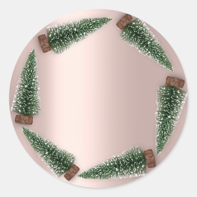 Minimalismus Weihnachtsbaum Geschenk Grüne Rose Runder Aufkleber (Vorderseite)