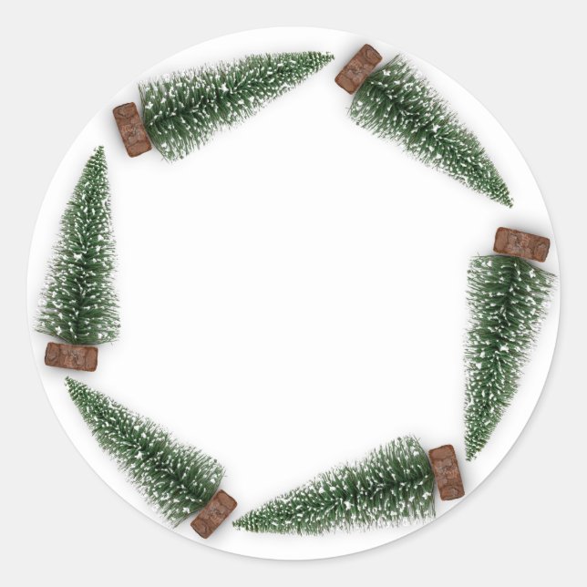 Minimalismus Weihnachtsbaum Geschenk Grüner Winter Runder Aufkleber (Vorderseite)