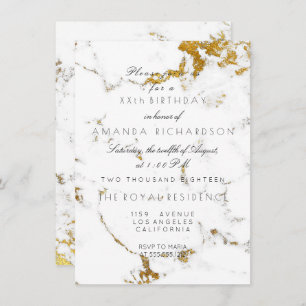 Minimalismus White Carrara Marble Gold Geburtstag Einladung