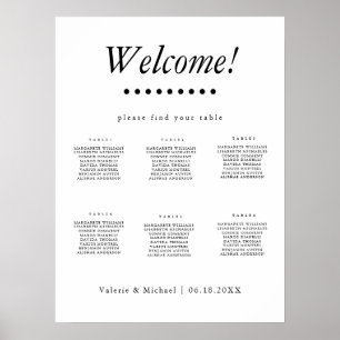 Minimalist-1 S/W Hochzeit 6 Tische Sitzordnung Poster