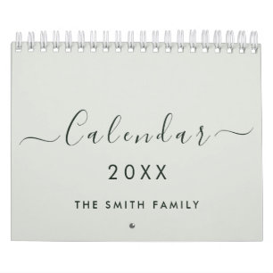 Minimalist 2027 Salbeigrün Schrift Familienname Kalender
