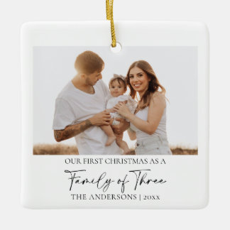 Minimalist 2 Foto Erstes Weihnachten Familie zu Dr Keramikornament
