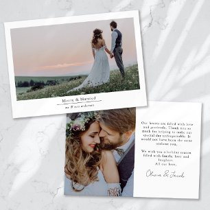 Minimalist 2 Foto Hochzeit Fröhlich & Verheiratet Feiertagskarte