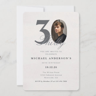 Minimalist 30th Year Birthday Invitation Einladung