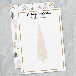 Minimalist 3.5x5-in Illustrated Trees Christmas  Mitteilungskarte