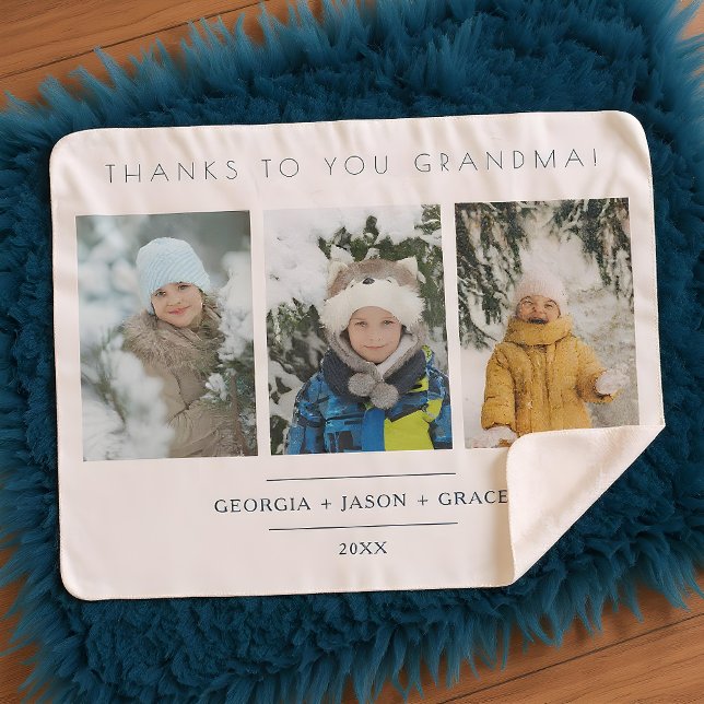 Minimalist 3 Photos Collage Keepsake for Family Sherpadecke (Minimalist 3 Photos Collage Keepsake for Family Sherpa Blanket.)