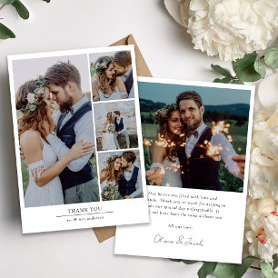 Minimalist 5 Foto Hochzeit  Dankeskarte