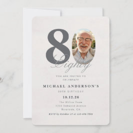 Minimalist 80th Year Birthday Invitation Einladung