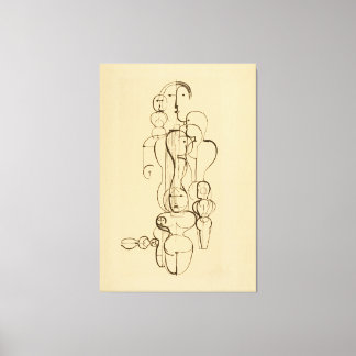 Minimalist Abstract Figurative Line Drawing  Vinta Leinwanddruck