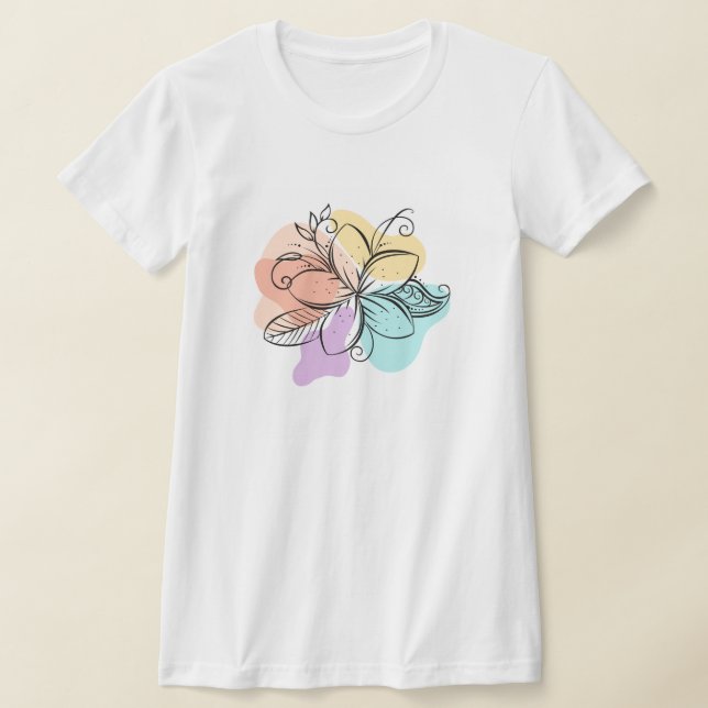 Minimalist Abstract Floral Line Art T-Shirt (Ablage )