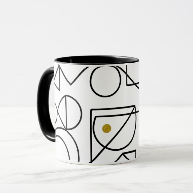 Minimalist Abstract Geometric Line Art Mug Tasse (Vorderseite Links)