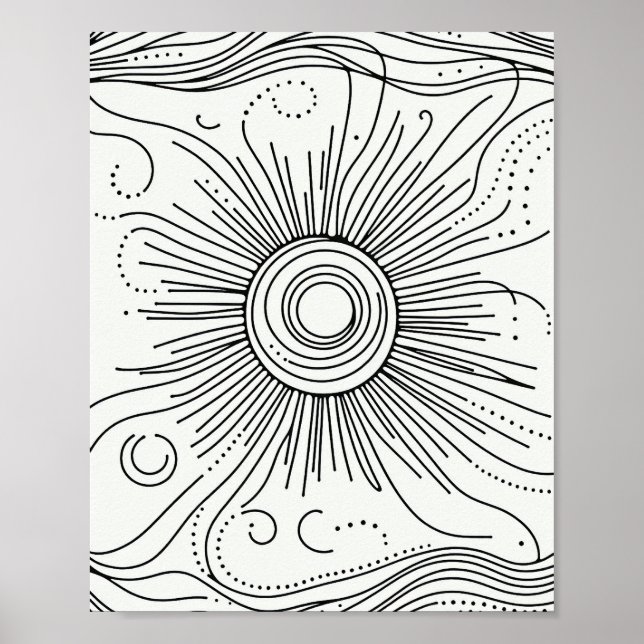 Minimalist Abstract Sun Art Poster (Vorne)