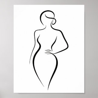 Minimalist Abstract Woman Body Line Art Silhouette Poster