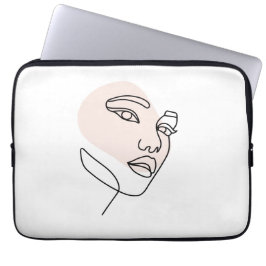 Minimalist Abstract Woman Face Line Art Drawing 2 Laptopschutzhülle