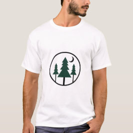 Minimalist Adventure Forest Pine Trees Night Moon  T-Shirt