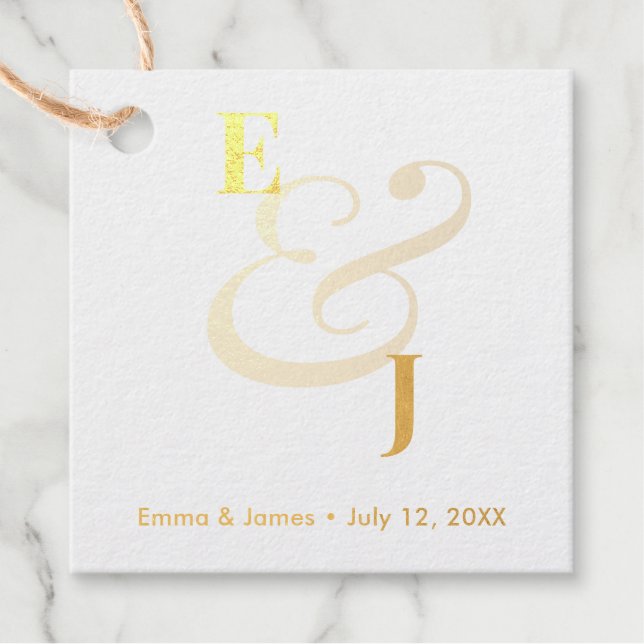 Minimalist Ampersand Wedding | Gold Geschenkanhänger (Vorderseite)