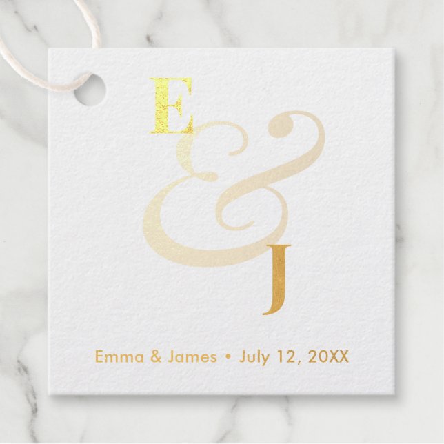 Minimalist Ampersand Wedding | Gold Geschenkanhänger (Vorderseite)