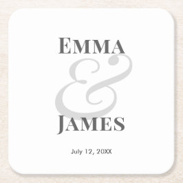 Minimalist Ampersand Wedding | Paper Coaster Rechteckiger Pappuntersetzer