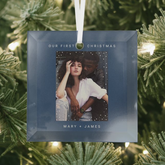 Minimalist and Modern | Merry and Married Photo Ornament Aus Glas (Insitu)